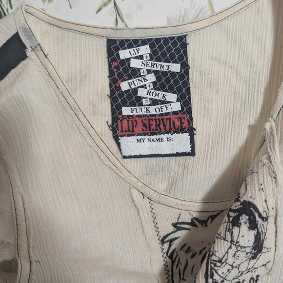 Lip Service Punk Rock Distressed Graphic Top - Rare - Size Small - Picture 6 of 7